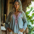 Women's Spring & Summer Floral Breathable Linen Shirt
