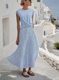 Women's Resort Stripe Print Round Neck Short Sleeve Dress