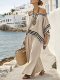 Women'S Loose Casual Striped One-Shoulder Irregular Top And Pants Set