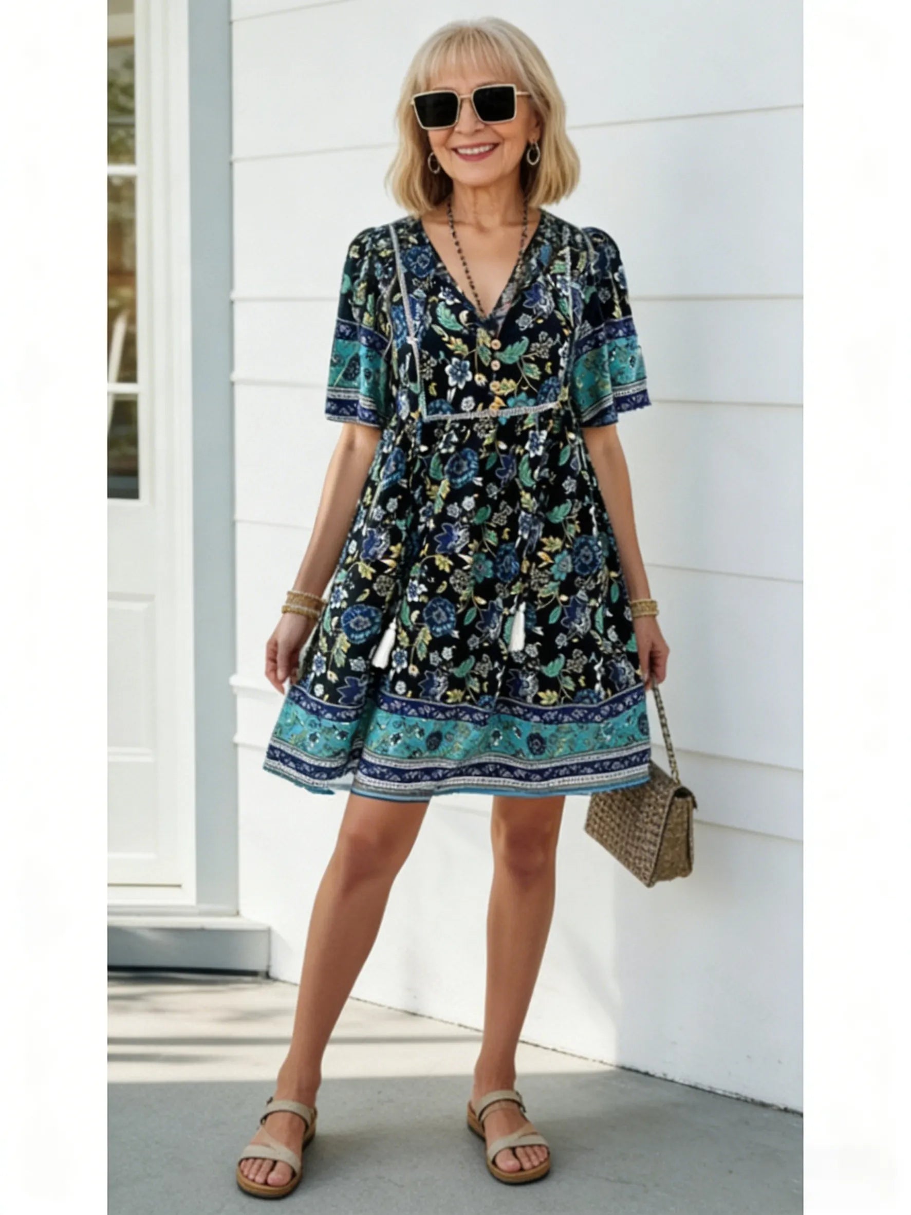 Casual Vacation Print Short-sleeved Dress