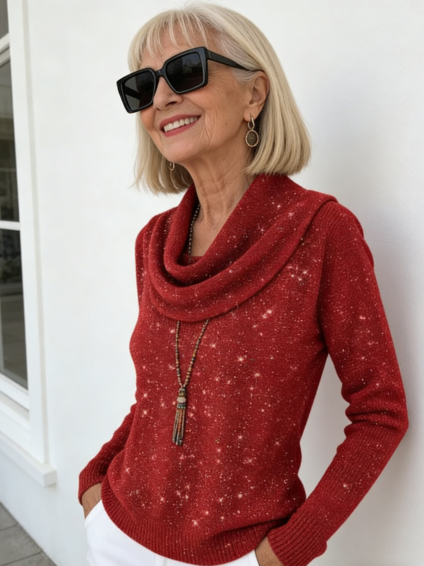 Winter Knitted Sweater Solid Color Long-sleeved Top Sweater Women