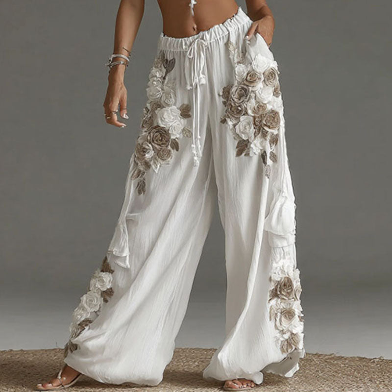 Women's Vintage Floral Pattern Art Casual Pants