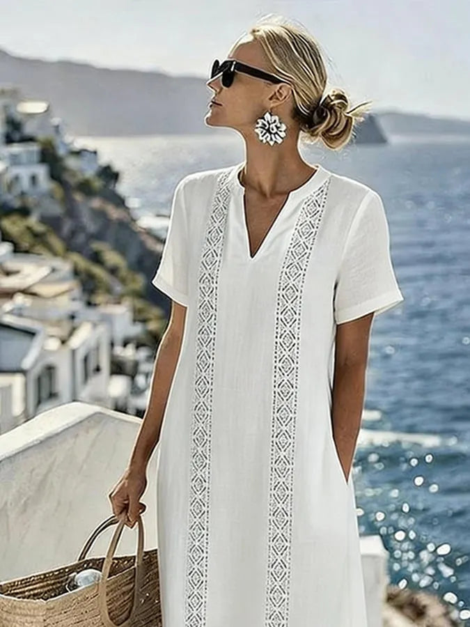 Women's Casual V-neck Short-sleeved Vacation Dress
