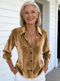 Casual Long-sleeved Shirt Collar Cardigan Golden Velvet Multi-colored Blouse Shirt