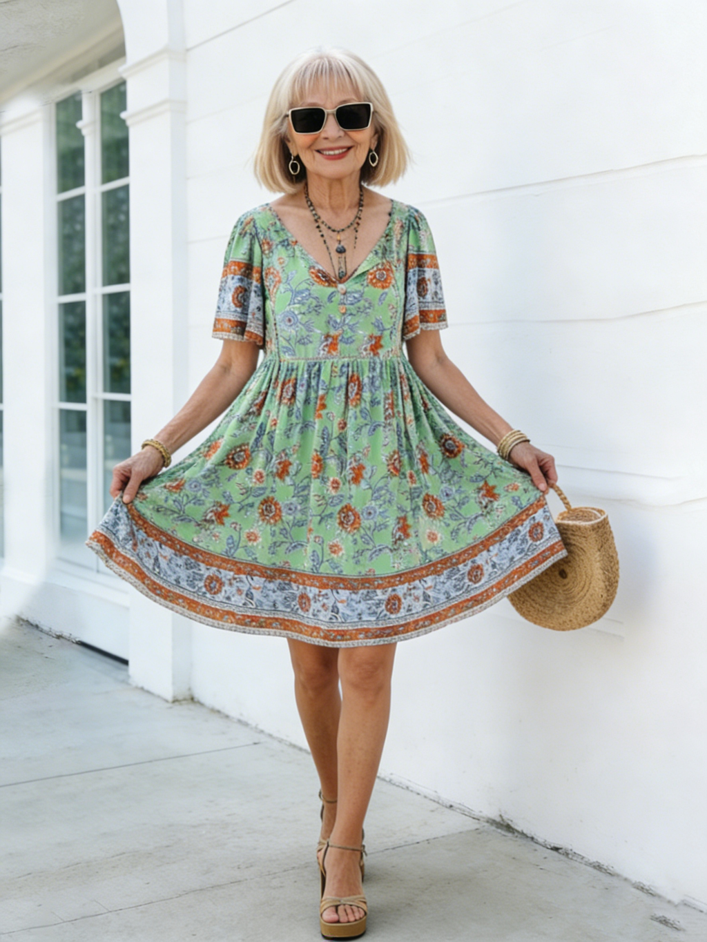 Casual Vacation Print Short-sleeved Dress