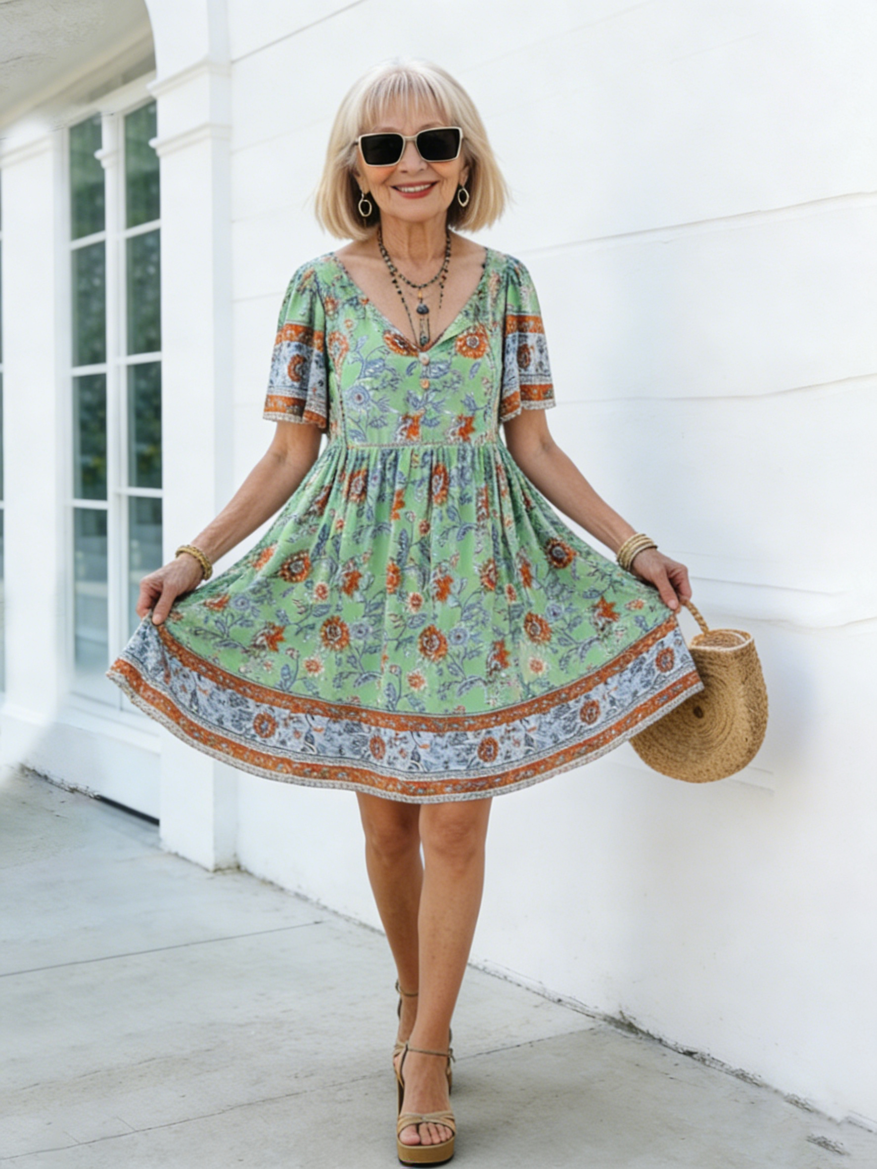 Casual Vacation Print Short-sleeved Dress
