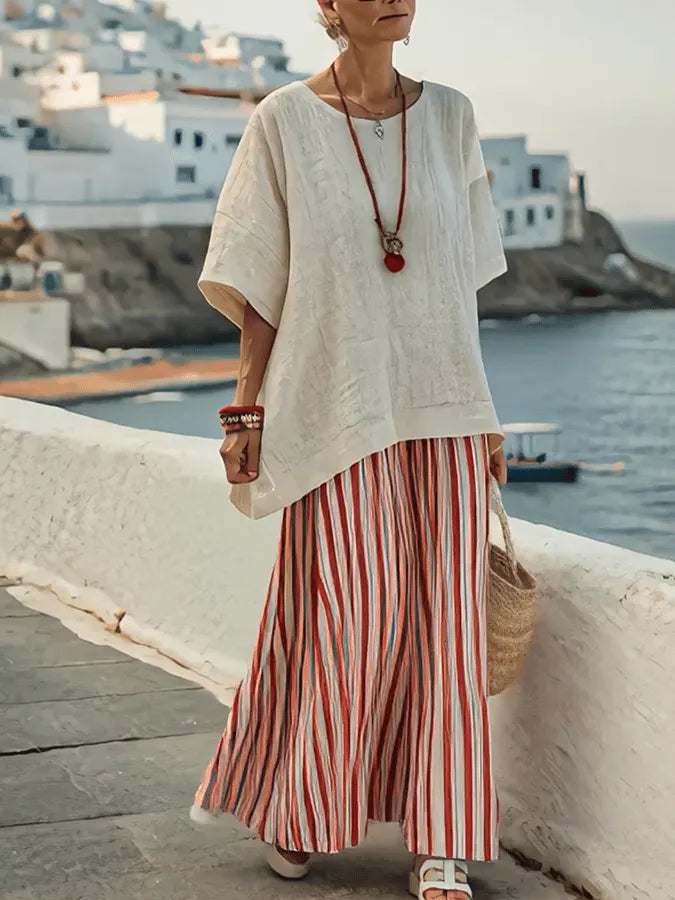 Women's Loose Striped Skirt Suit