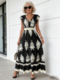 Vacation Beach Dress Printed V-neck Pendula Dress