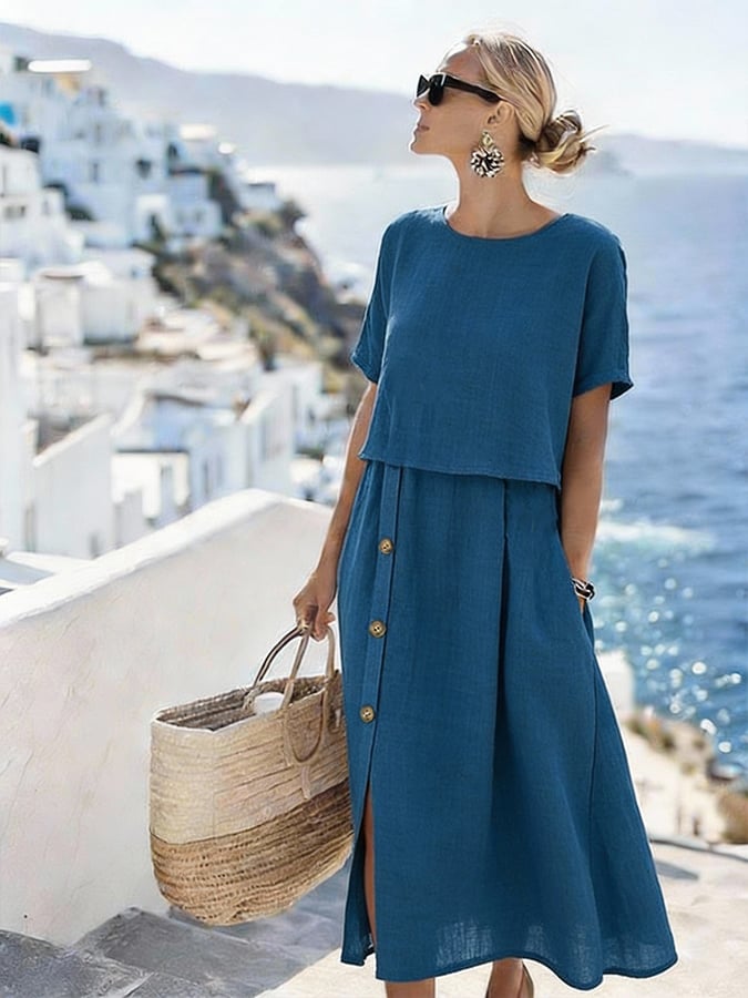 Women'S Casual Solid Color  Dress