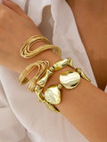 Women's Retro Multi-layer Line Wrap Geometric Open Bracelet Set