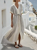 Women'S Loose Striped Print Dress