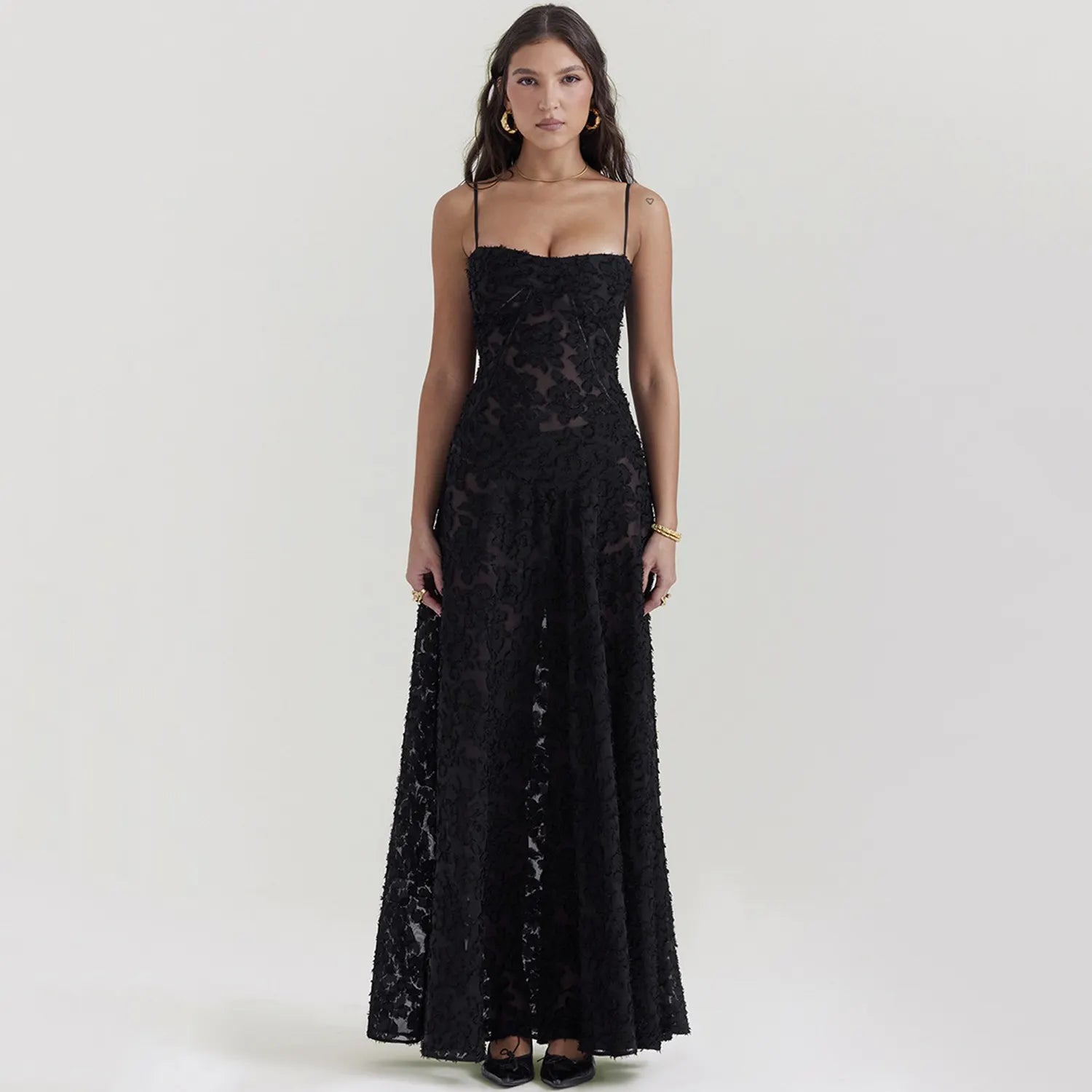 Women's Fashion Tube Top Word Collar Evening Dress