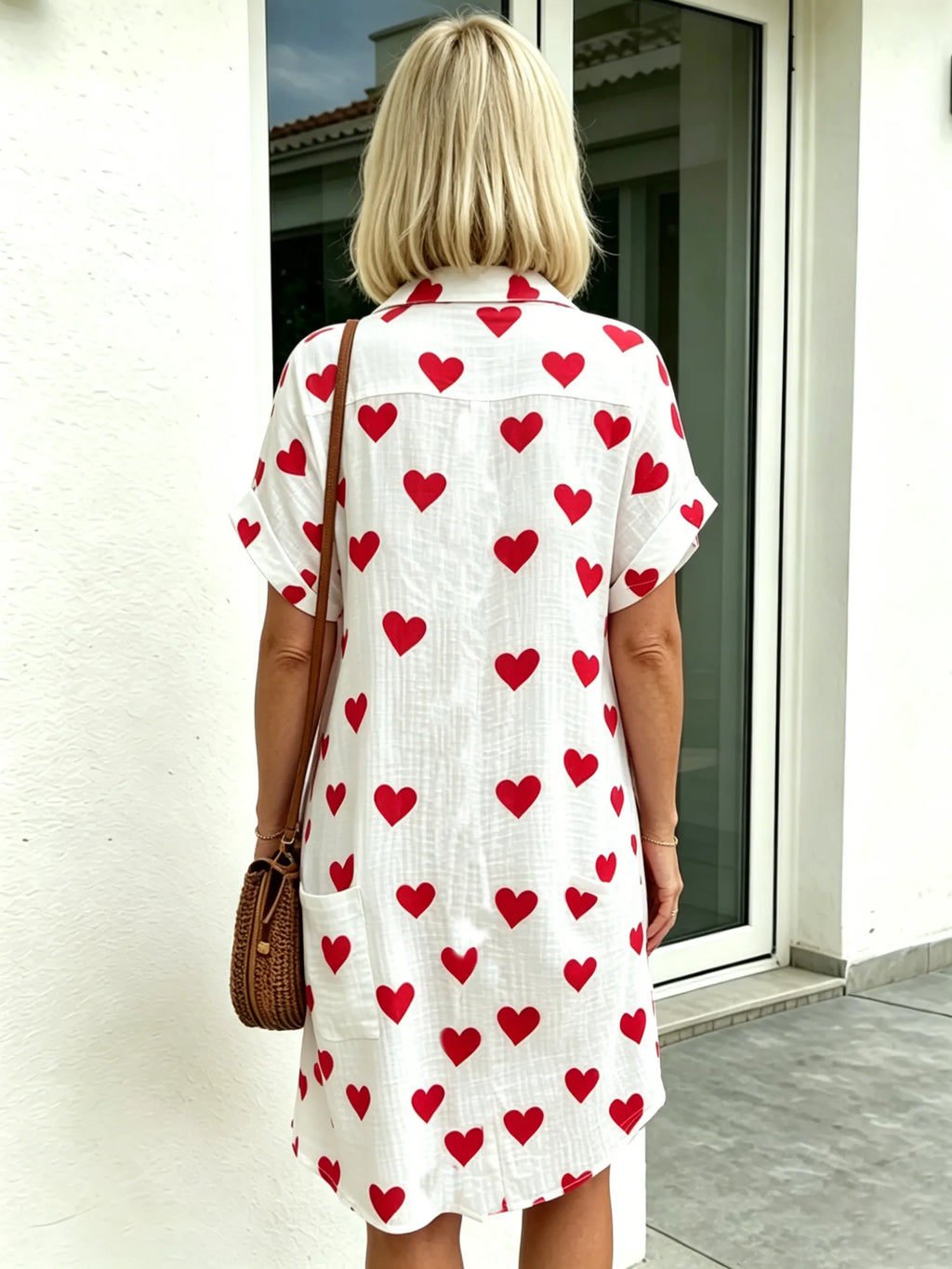 Pure Cotton Cardigan Roll-up Sleeves  Breathable Fabric Button Terracotta A-shaped Long-sleeved Dress