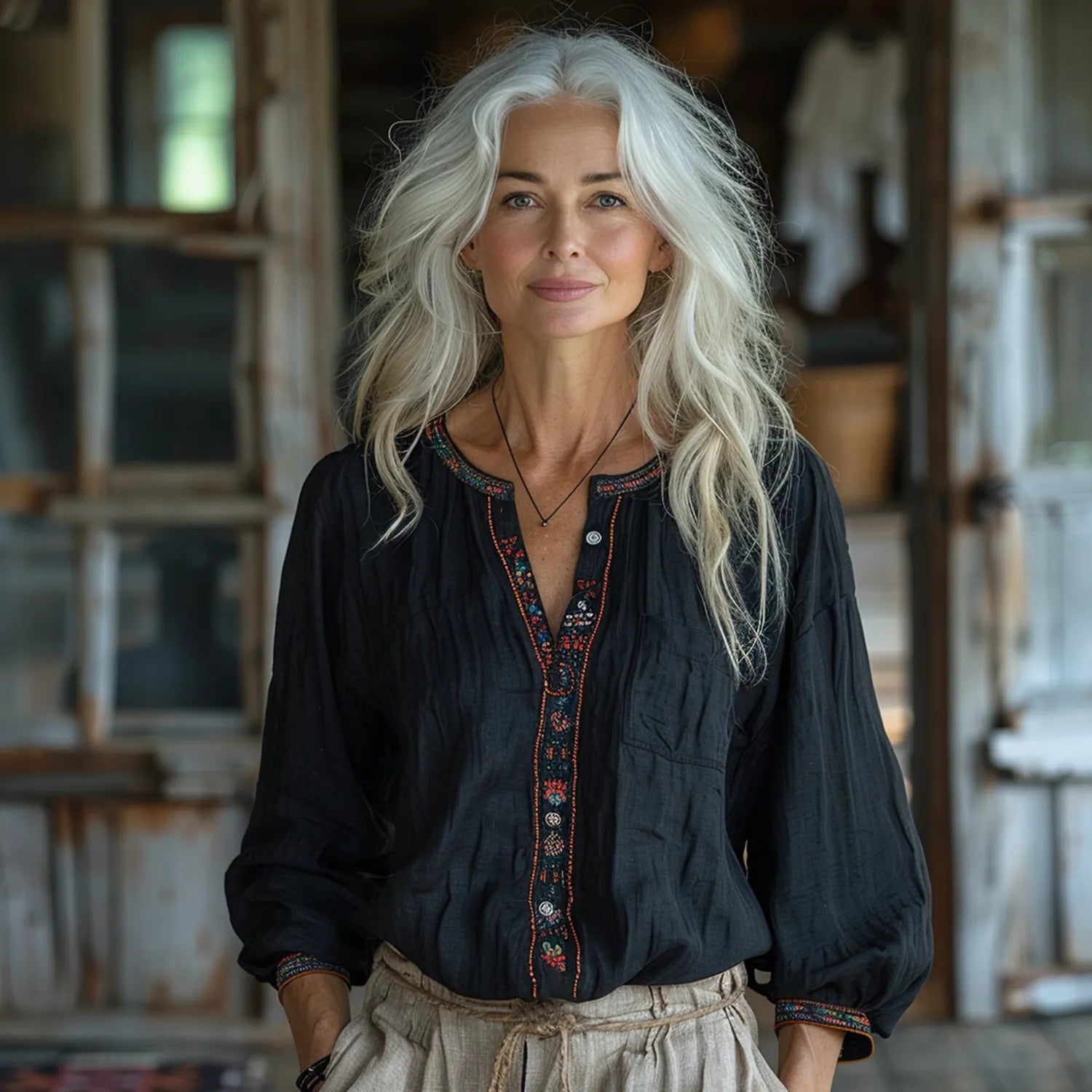 Vintage Ethnic Embroidered Shirt