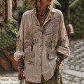 Women's Floral Art Button Down Comfy Shirt
