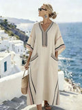 Women'S Casual Color-Block Striped Dress
