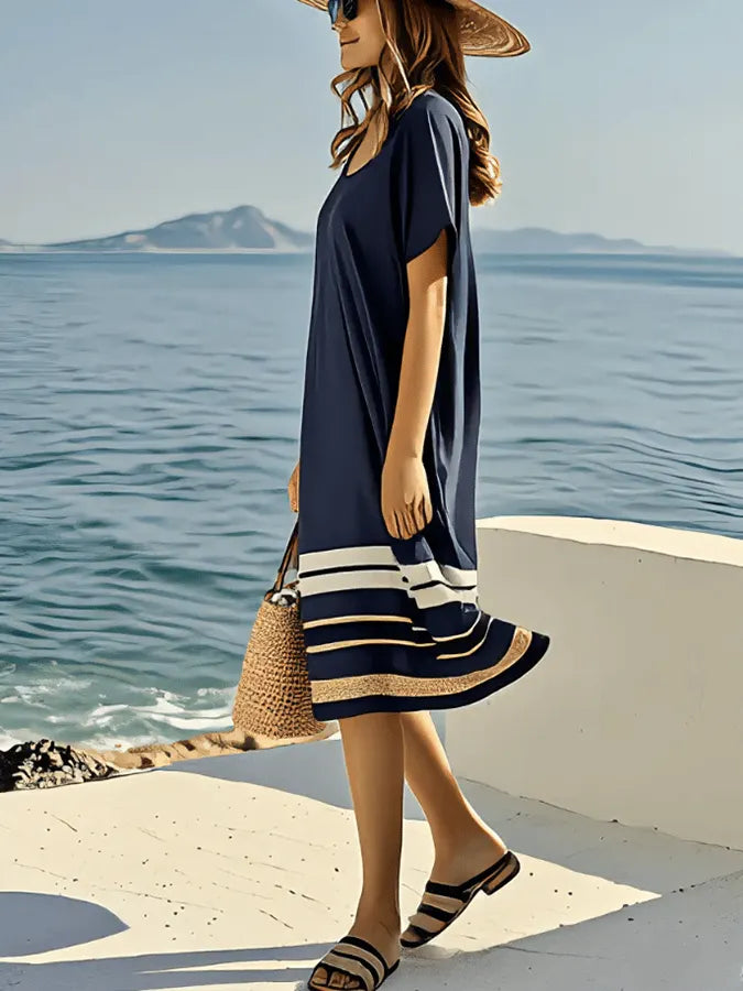 Women'S Loose Striped Print Dress