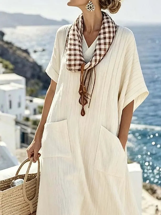 Women'S Casual Contrast Tassel Dress