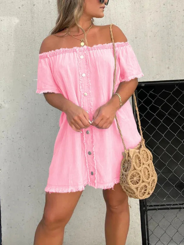 Short Sleeve Casual Denim Dress