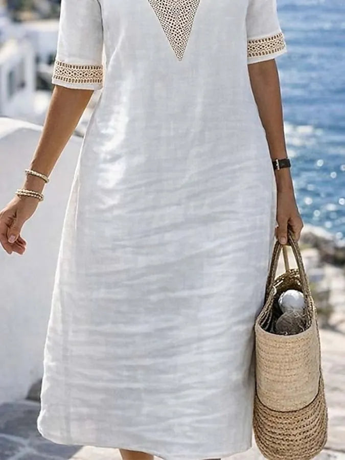 Women'S Casual Color-Block Patchwork Dress
