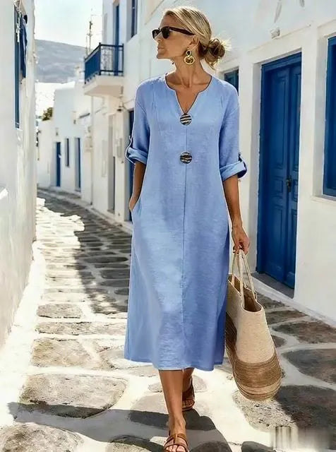 Women'S Casual Solid Color  Dress