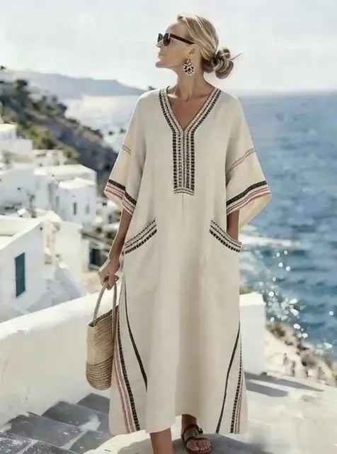 Women'S Casual Color-Block Striped Dress