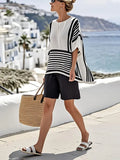 Women'S Loose Striped Holiday Shorts Set