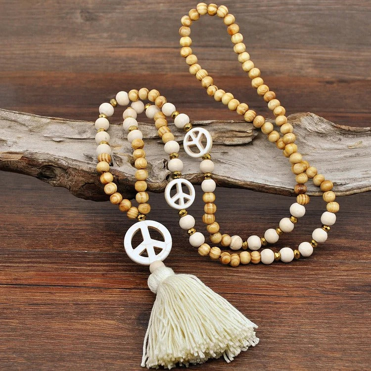 Handmade Beaded Tassel Long Necklace