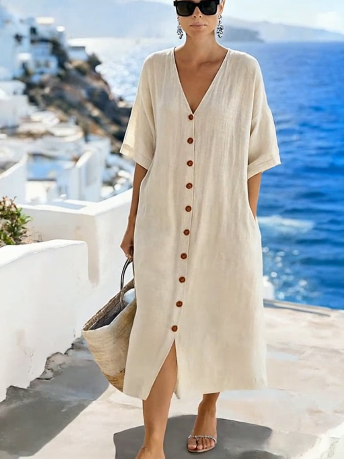 Women'S Casual Solid Color  Dress
