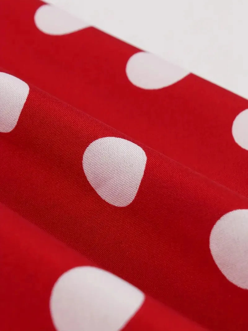 Classic Polka Dot Dress Female Slim Slim Slim Dress Red Polka Dot Big Swing Dress