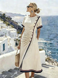 Women'S Casual Color-Block Striped Dress