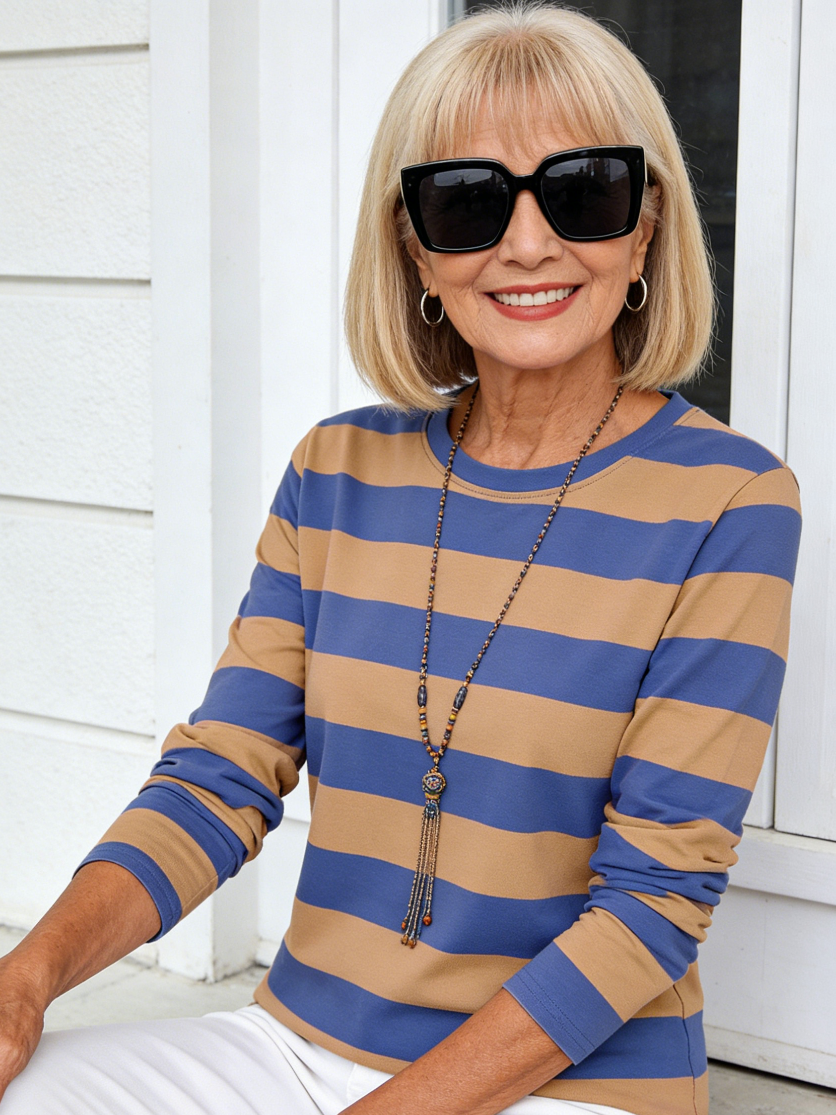 Loose Cotton Long-sleeved T-shirt Women's Autumn Clothes Outer Bottoming Shirt Striped
