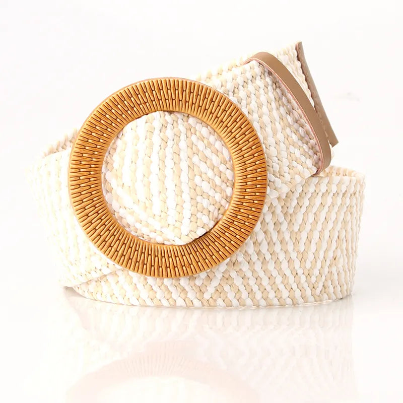 Woven Belt Wide Straw Waist Seal