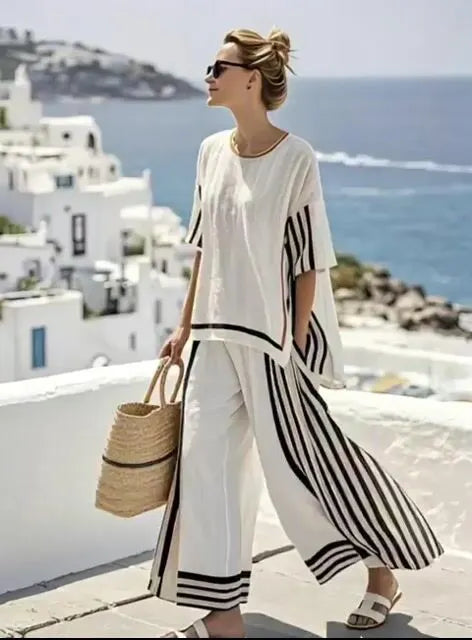 Women'S Loose Striped Pants Suit