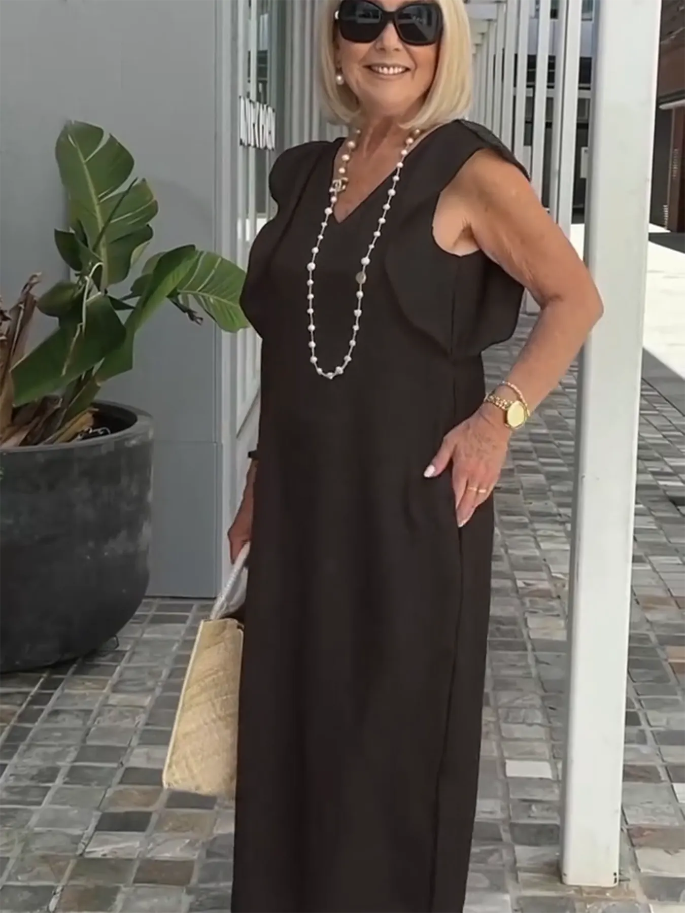 Casual Dress with Ruffle Sleeves,Back Adjustment Rope,Deep Pockets,Pure White Formal Dress, Evening Dress