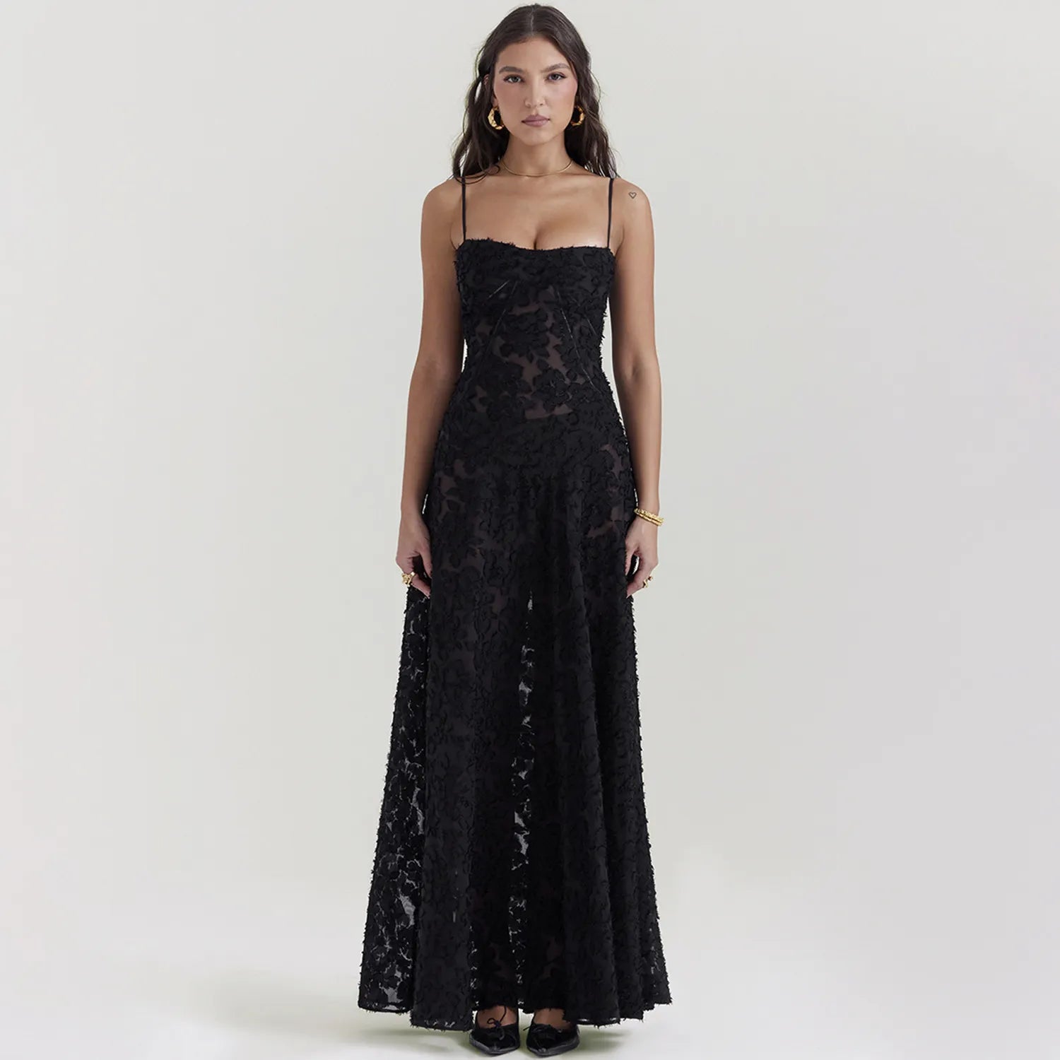 Women's Fashion Tube Top Word Collar Evening Dress