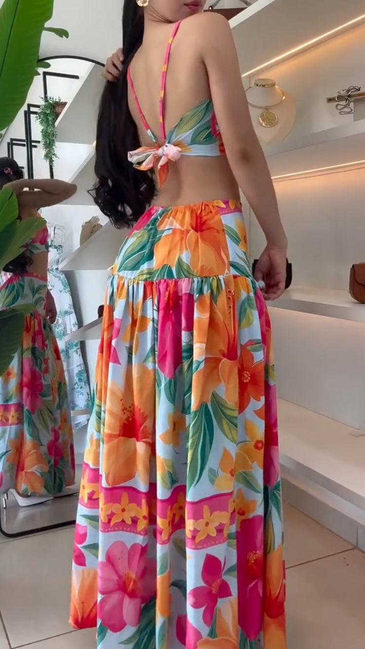 Tropical Floral Two‐Piece Skirt Set
