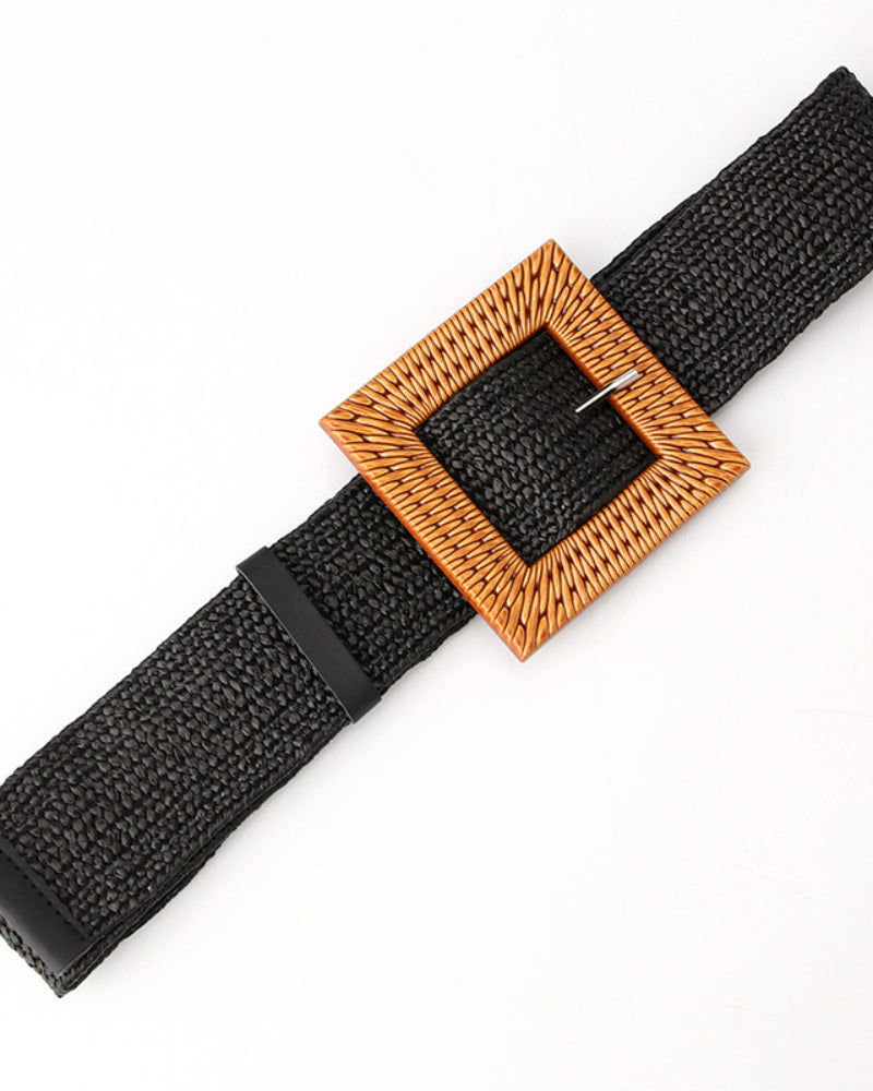 Woven Belt Wide Straw Waist Seal