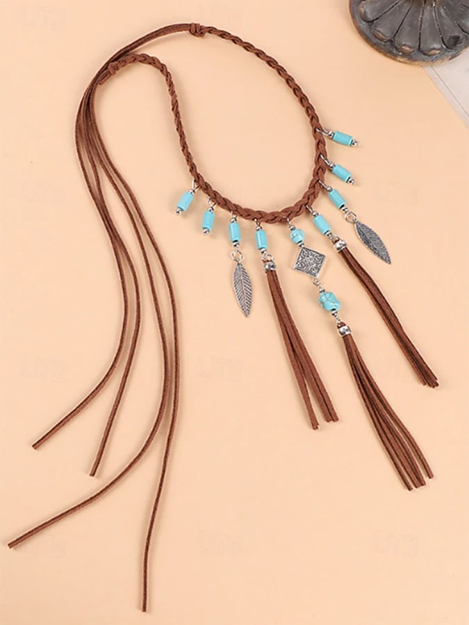 Women's Suede Beaded Necklace