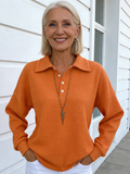 Loose Solid Color Lapel Versatile Polo Shirt Waffle Long Sleeve Women's Top