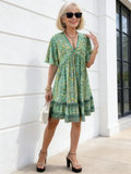 Vacation Casual Printed V-Neck Dress