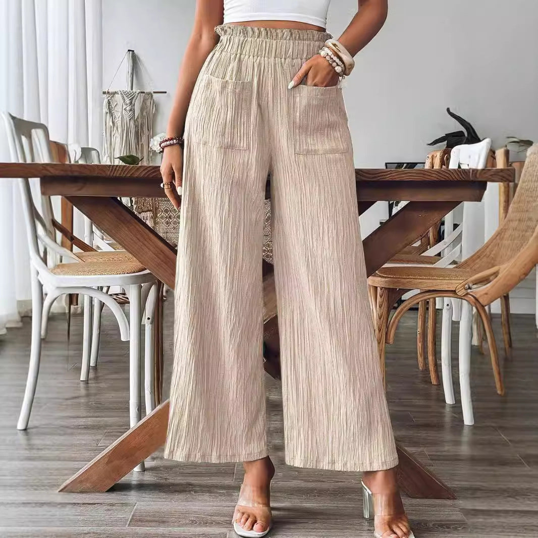 Solid Color Casual Straight-leg Pants