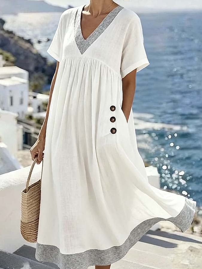 Women'S Casual Loose Pleated Dress