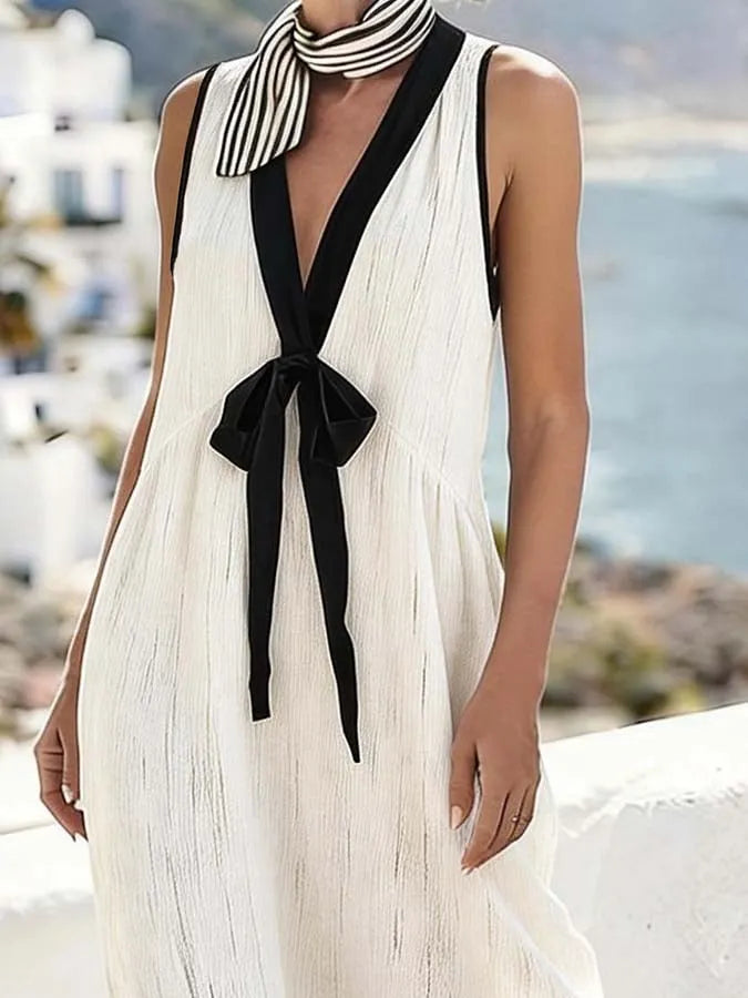 Women'S Casual Color-Block Patchwork Dress