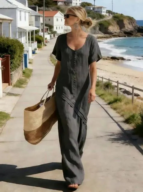 Women's V-Neck Short-Sleeved Dress