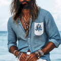 Men's Casual Retro Cotton And Linen Embroidered Shirt