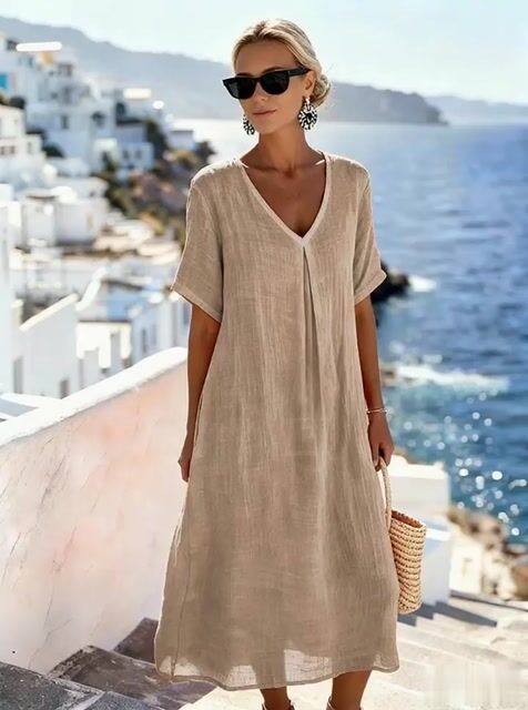 Women'S Casual Solid Color  Dress