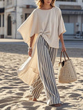 Women'S Loose Striped Pants Suit