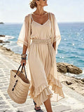Women'S Casual Shawl And Dress Two-Piece Set