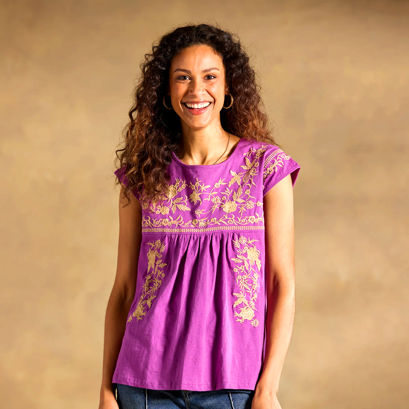 Women's Vintage Pink Round Neck Short Sleeved Shirt
